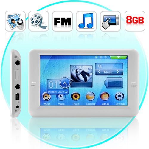 4,3 polegadas touchscreen MP4 player (8GB + TV OUT)