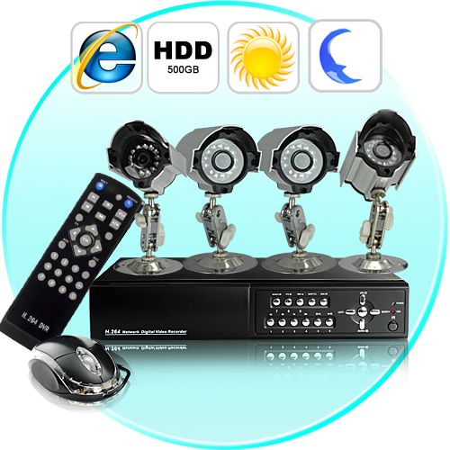 Kit de vigilância completo (DVR + 4 H264 SONY CCD Camera Len