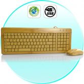 Teclado de bambu natural e Combo mouse